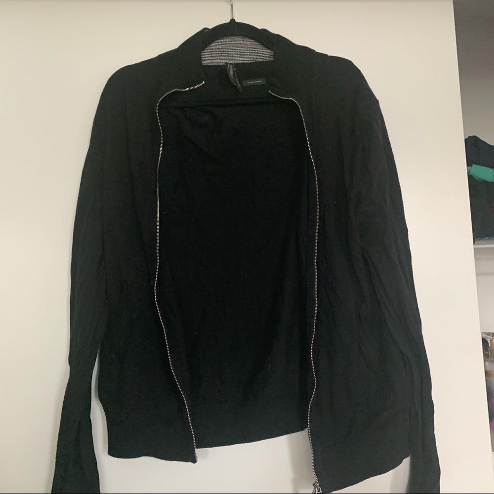 Armani exchange black cardigan with silver zipper XL